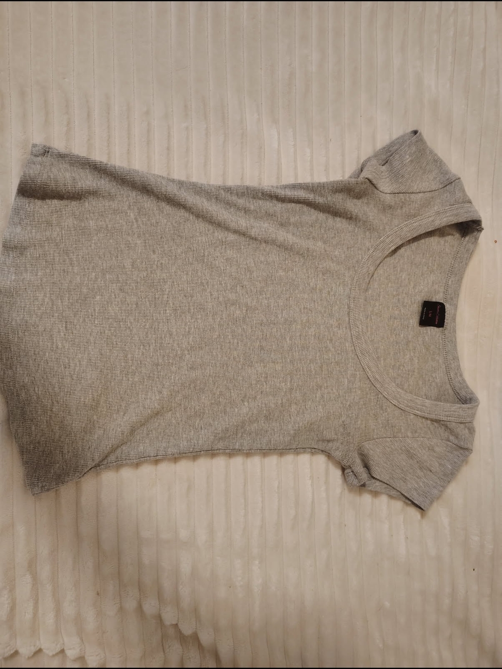 Light Gray Ribbed Short-Sleeve Tee - Classic Scoop Neck